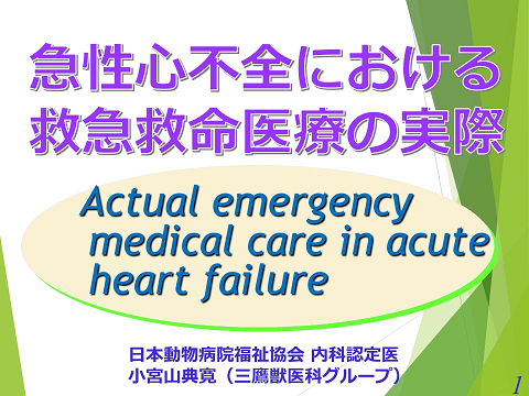 三鷹獣医科グループ・急性心不全における救急救命医療の実際